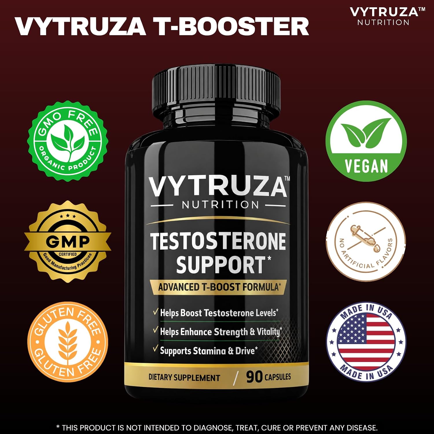 Testosterone Supplement for Men - Advanced T-Boost Formula for Energy, Strength, Stamina* - Natural Testosterone Booster for Men Muscle Growth Support* - 90 Capsules
