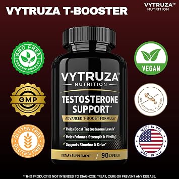 Testosterone Supplement for Men - Advanced T-Boost Formula for Energy, Strength, Stamina* - Natural Testosterone Booster for Men Muscle Growth Support* - 90 Capsules