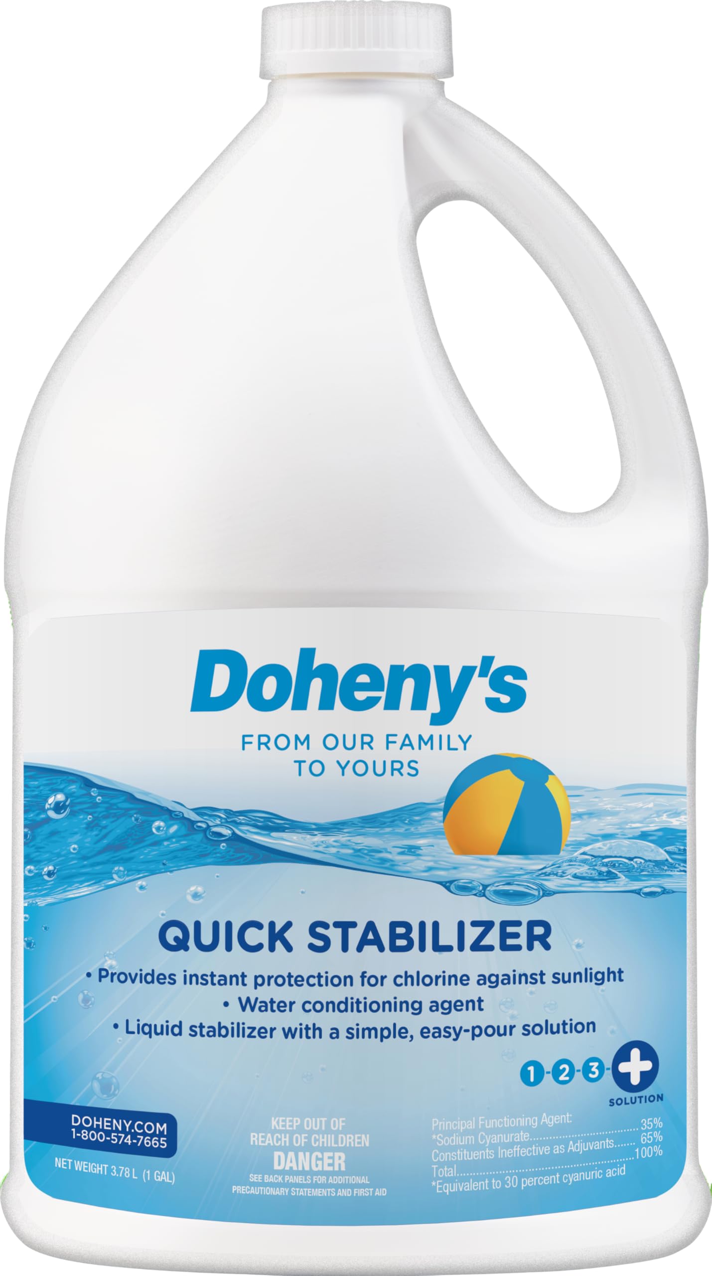 Doheny's Quick Stabilizer | Liquid Stabilizer for Swimming Pools | Instant Protection for Chlorine Against UV Sunlight | Raise CYA | Water Conditioning Agent | Sodium Cyanurate | 1 Gallon