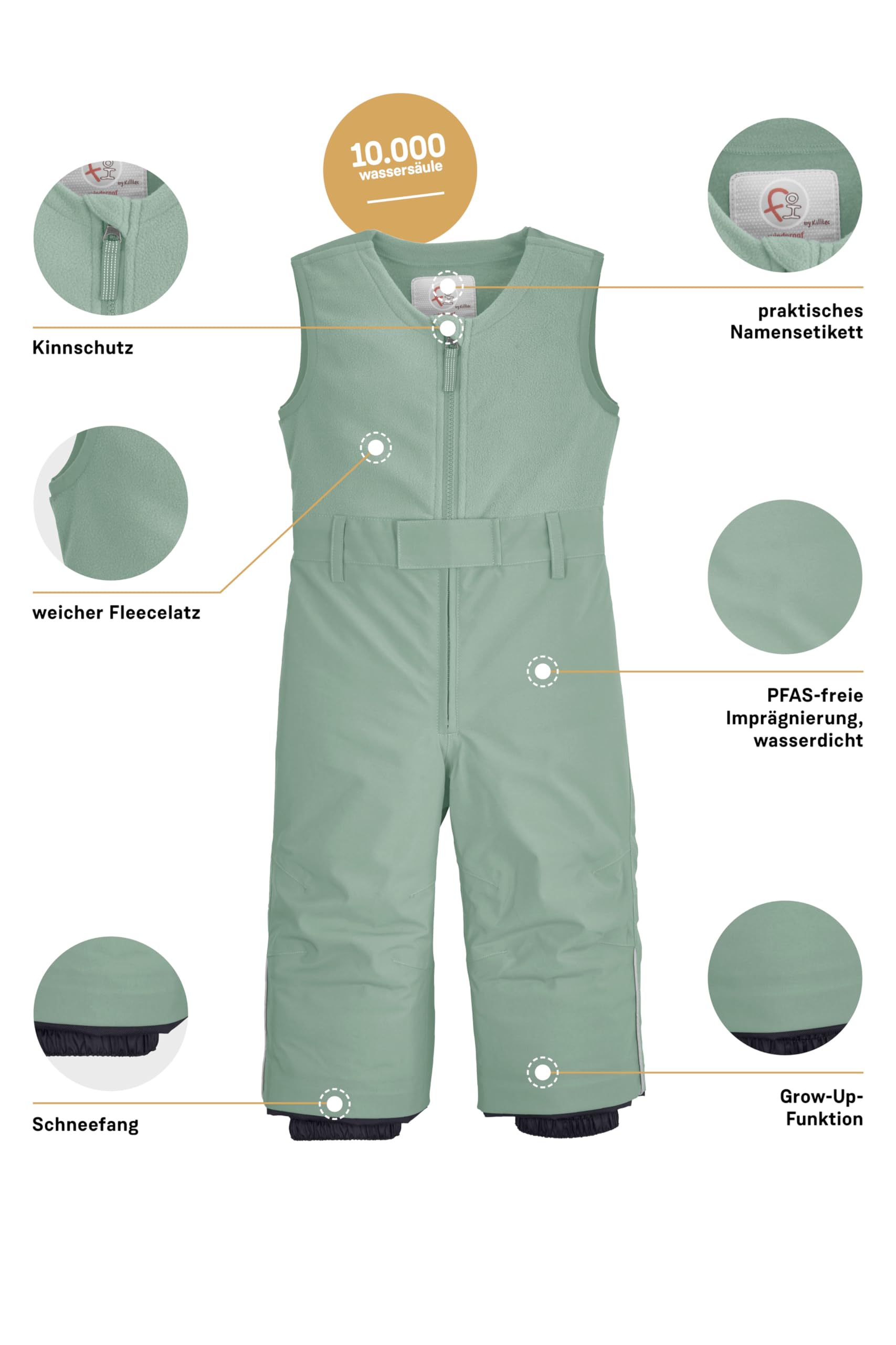 first instinct by killtec Fisw 34 MNS Ski Pnts - Salopette chauffante avec Jupe Pare-Neige/Pantalon de Ski - Skihose - Mixte bébé