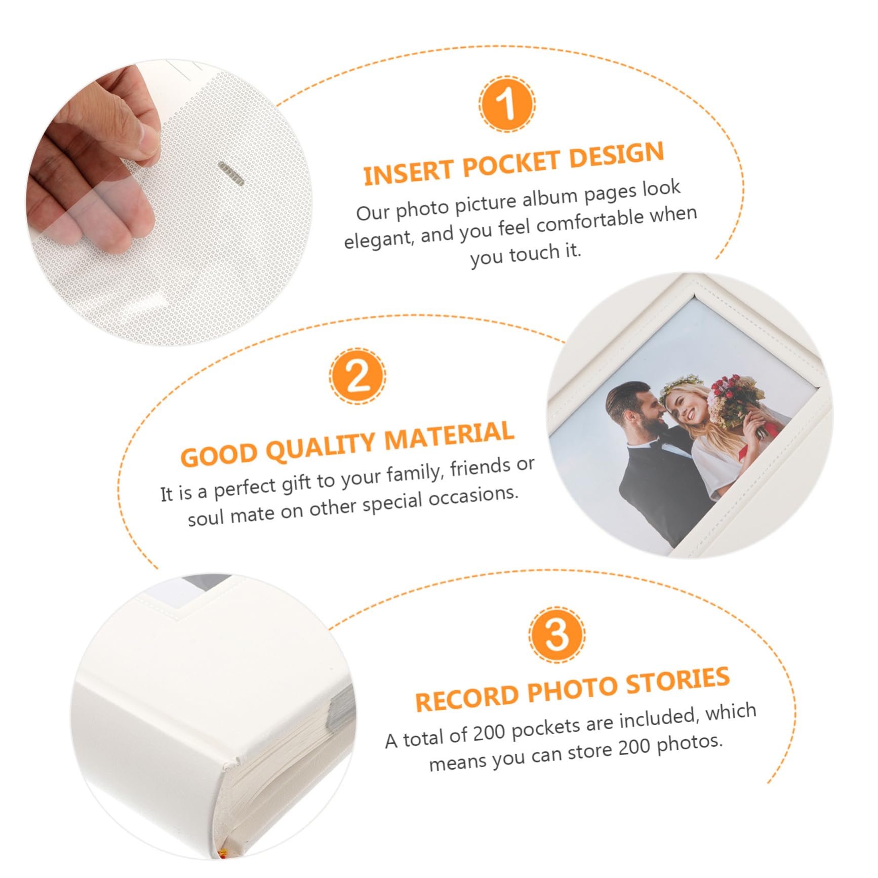 Ciieeo Album Design Elegante Inserto in Pp e Carta e Fotografico 200 Tasche Foto per Cartoline Matrimonio