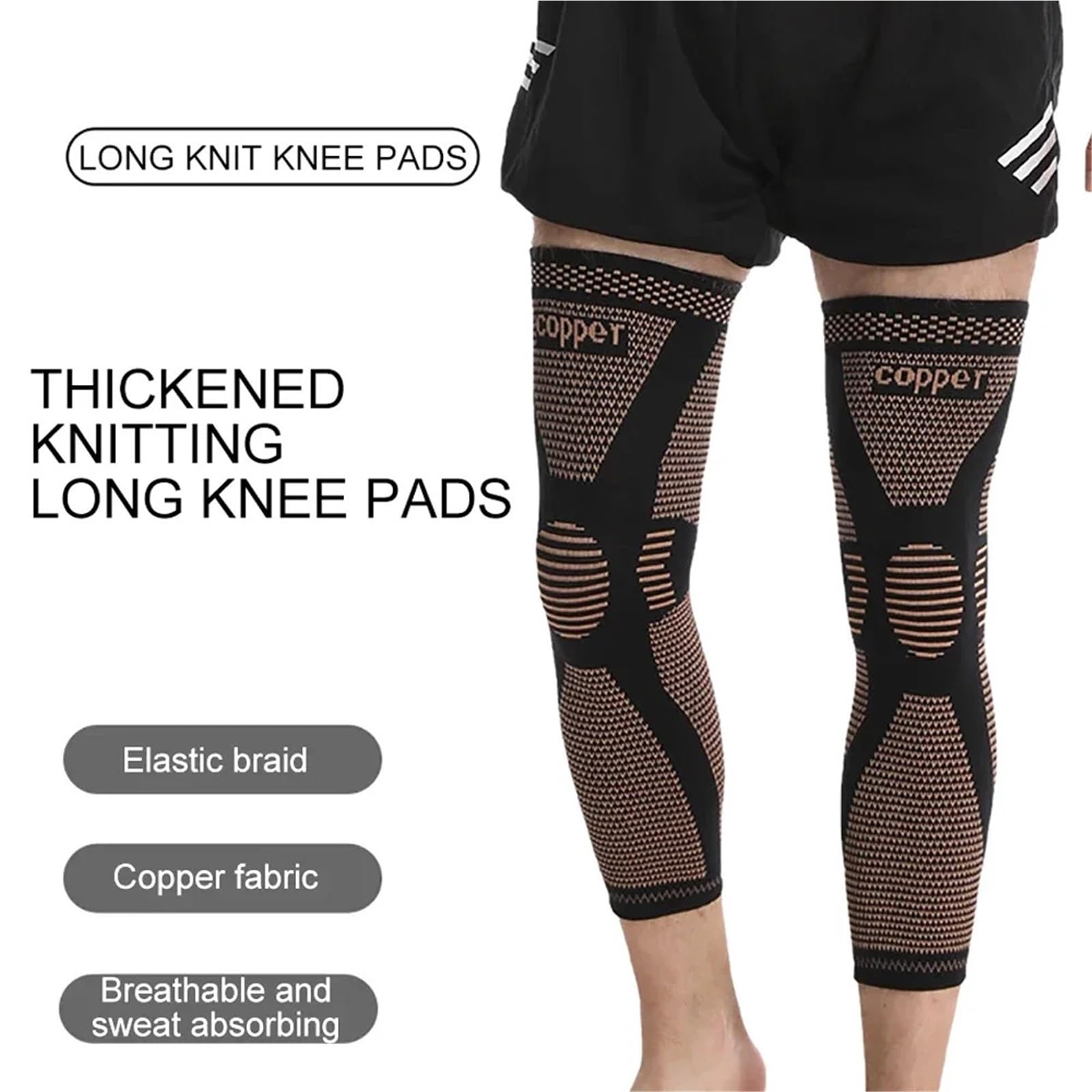 Manicotti Compressivi per le Gambe 1/2 pezzi maniche lunghe in rame a compressione lunga, ginocchiere, for lo sport Per lo sport