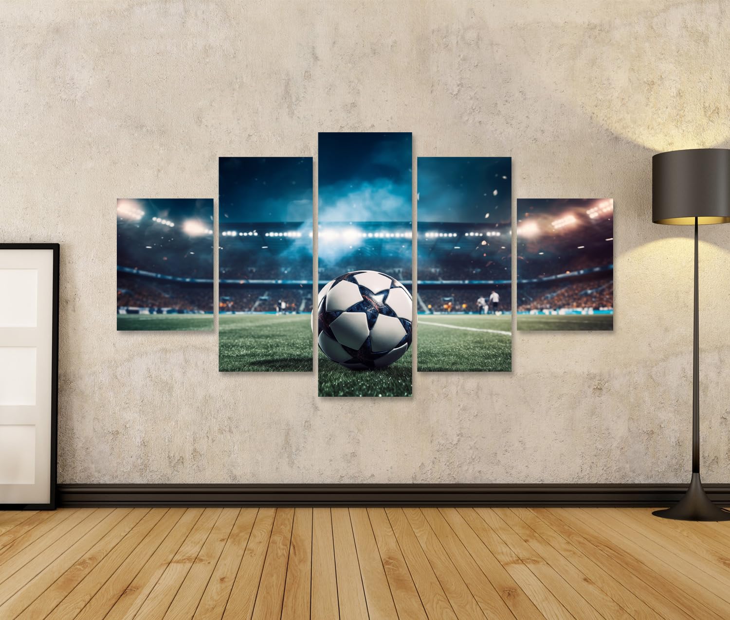 islandburner Quadro su tela campo di calcio prato stadio fari luminosi campionato immagini murali poster