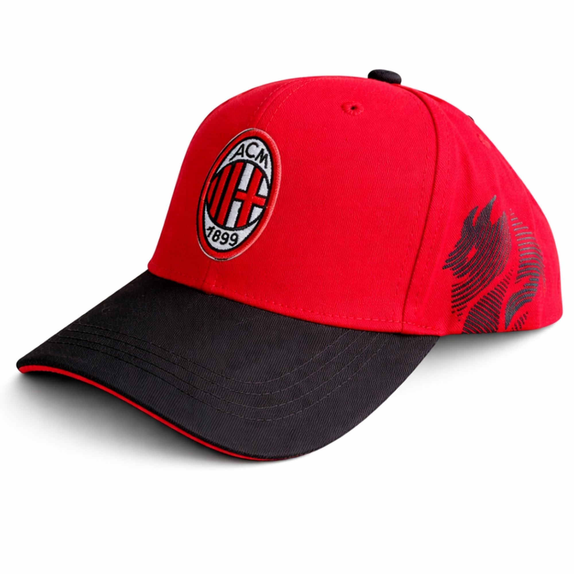 AC Milan Cappello Ufficiale in Cotone Rosa con Logo Modello Baseball Visiera Curva Regolabile