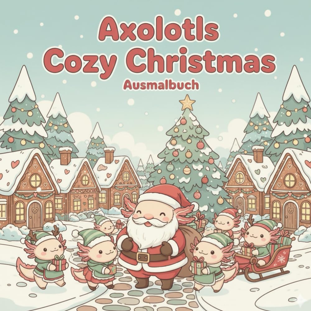 Axolotls Cozy Christmas: „Niedliche Axolotl-Weihnachtsszenen zum Ausmalen – Perfekt für die Adventszeit, Winterferien & kreative Entspannung“