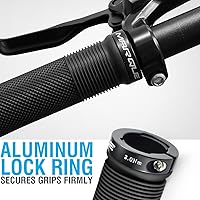 Vista 3 de MARQUE Race Mountain Bike Handlebar Grips – Collar de anillo de bloqueo único MTB y BMX para manillar de bicicleta con agarre antideslizante