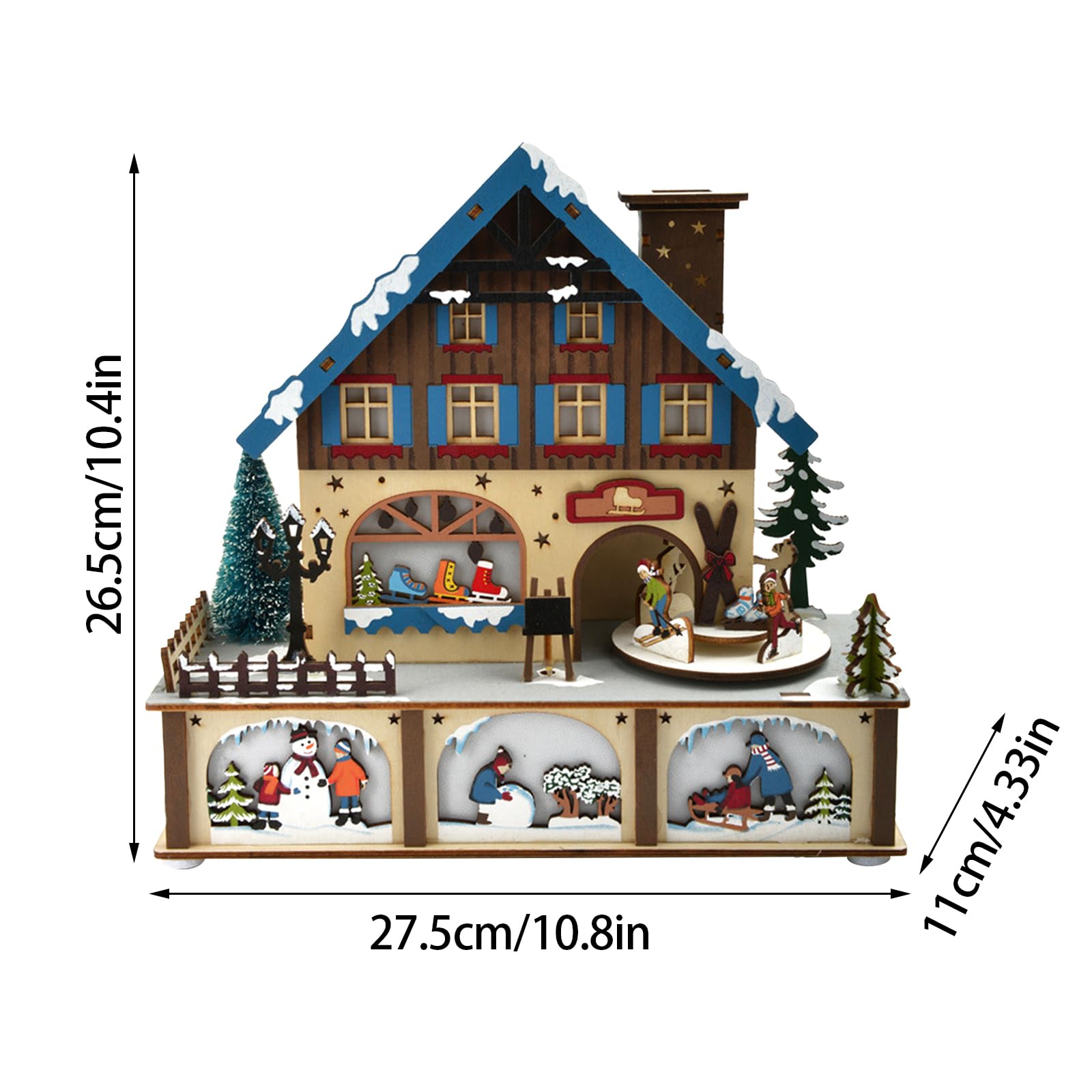Maison de Village de Noël Lumineuse - Bâtiments Musicaux et Décorations pour Table - Décoration à Piles pour la Maison