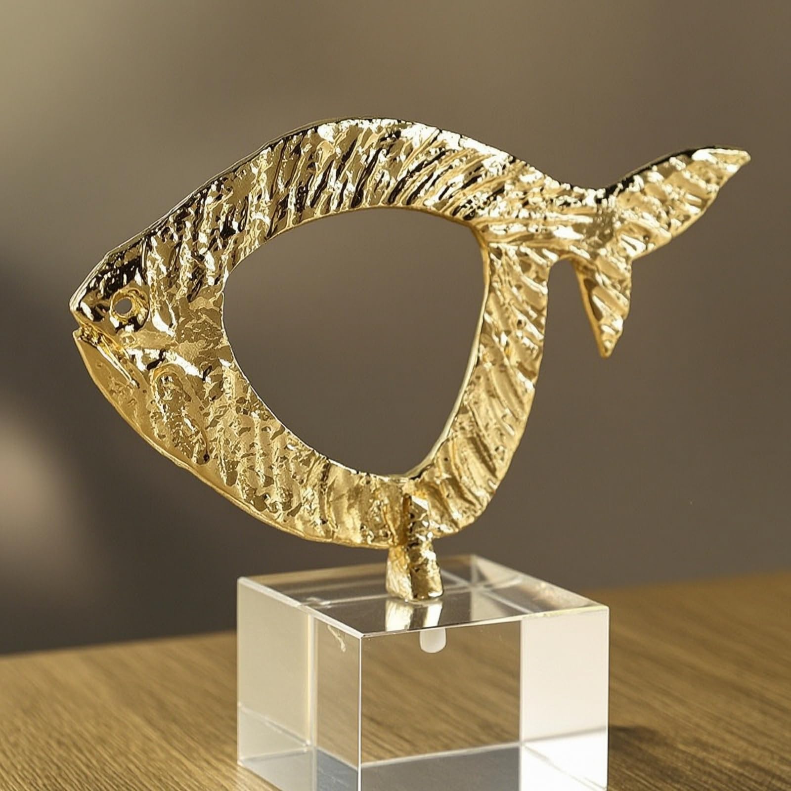 Escultura Decorativa Moderno Estatua Ornamental Figura de Mesa con Aleación Metálica y Base de Cristal Acabado Brillante Adecuada para Salón, 250 70 200mm