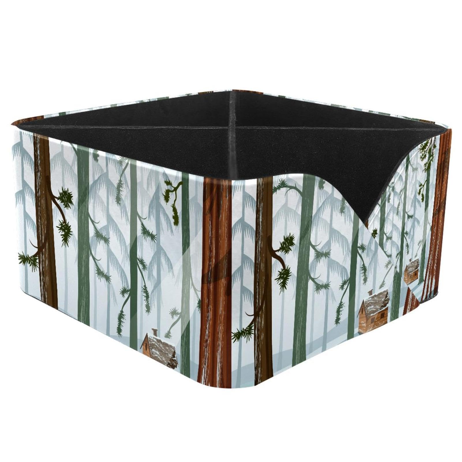 KengjuTesu Winter Forest Desktop Organizer Pen Holder, Rectangular Pencil Cup for Office, Study and Makeup Stations