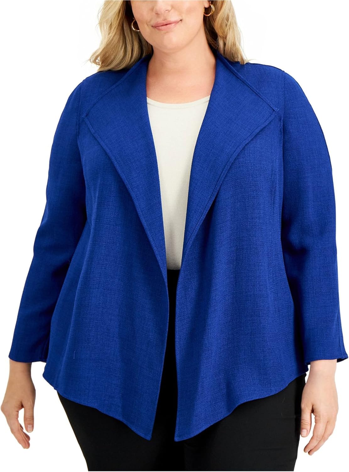 Kasper Women's Cropped Drape Front Jacket 2X Twilight Blue