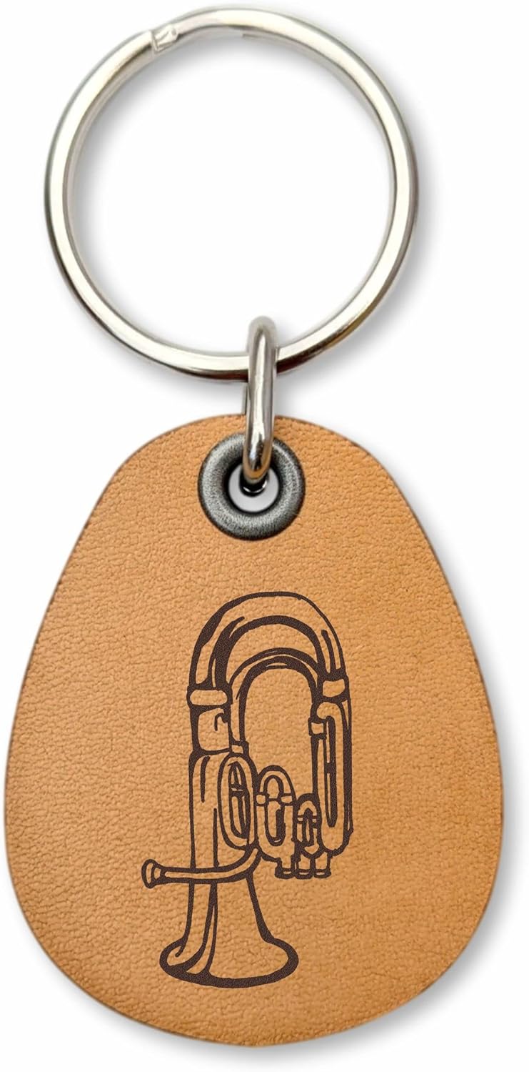 ForLeatherMore Tuba Genuine Leather Keychain Music