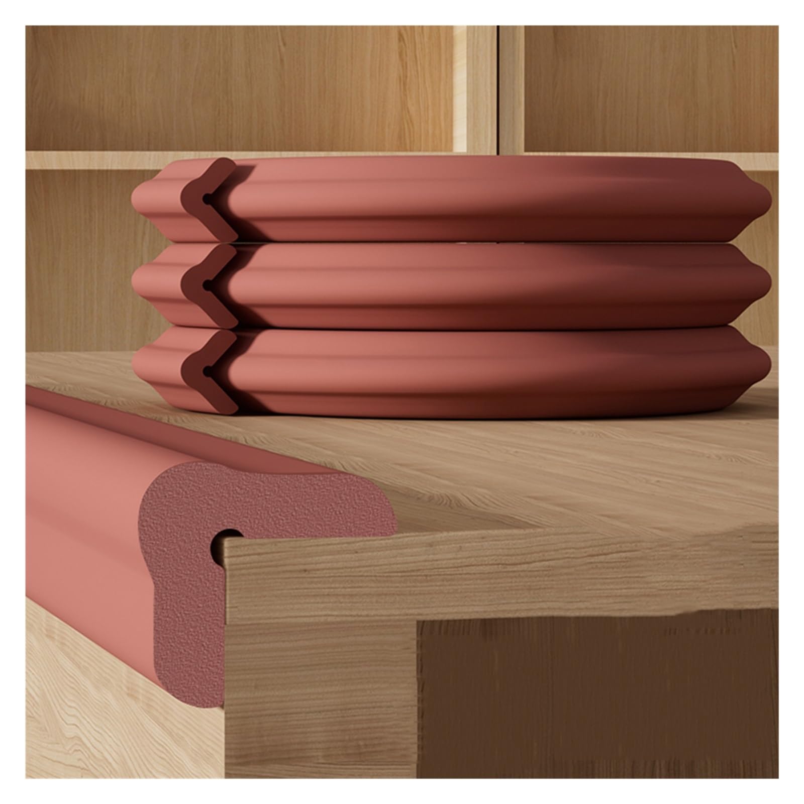 YNBSHGAA Foam edge protectors, 16mm Thick Anti Collision Corners Cushion Bumper, Self-Adhesive Safety Table Furniture Corner Protector Strip For Fireplace Desk,Brown-2m/6.56ft