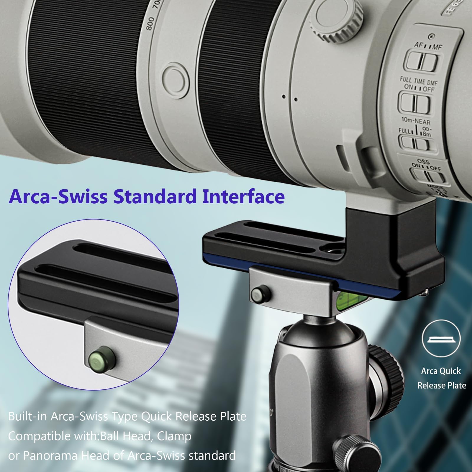 Haoge LF-S480 Pied de rechange pour monture d'objectif Sony FE 400-800 mm f/6.3-8 G OSS Objectif 400 800 Plaque de support à dégagement rapide intégrée Type Arca