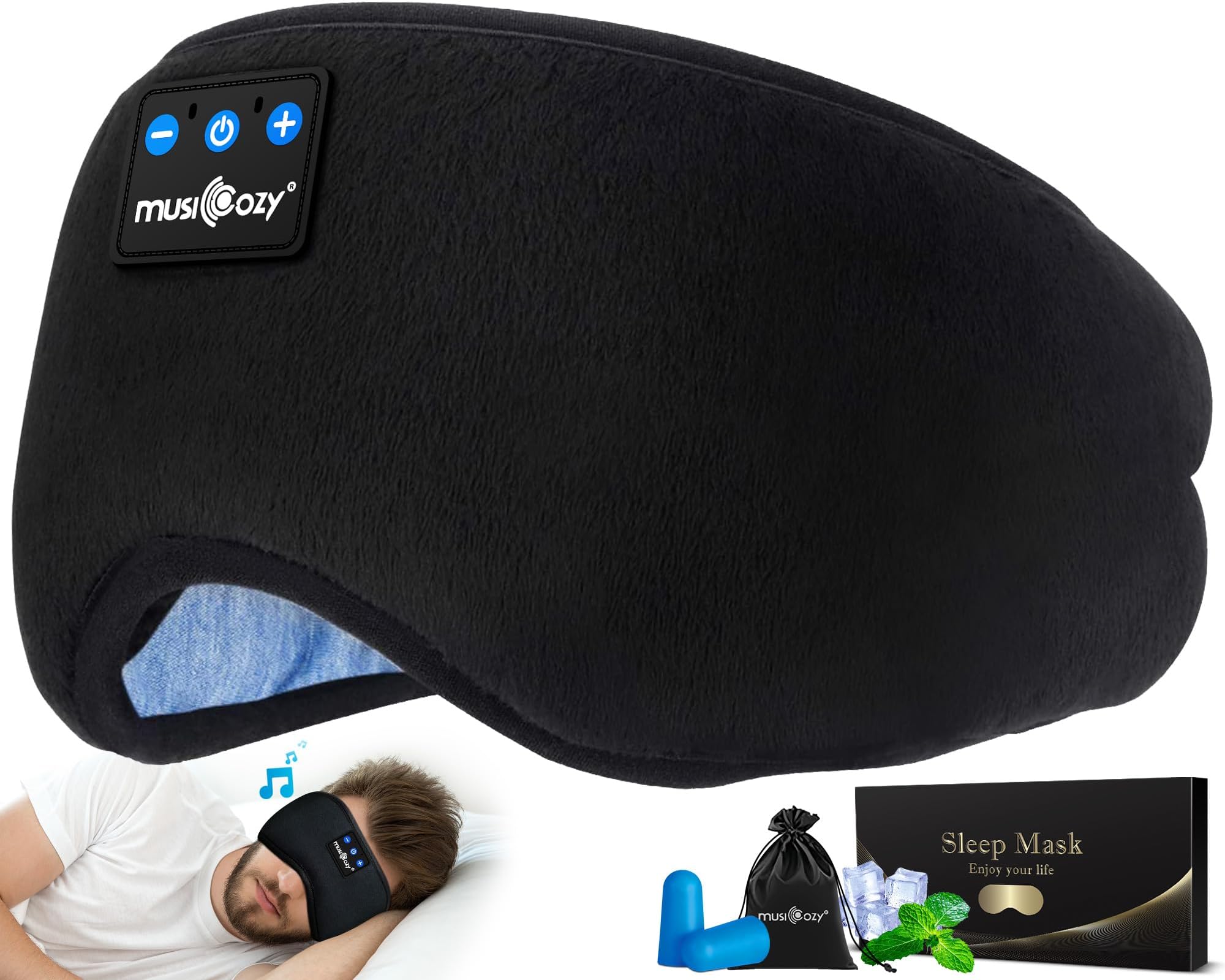Sleep Headphones Bluetooth 5.4 Headband Sleeping Eye Mask for Mom Women Men Wireless Music Earbuds Earphones for Side Sleepers Built-in HD Speakers Cool Gadgets Unique Gifts