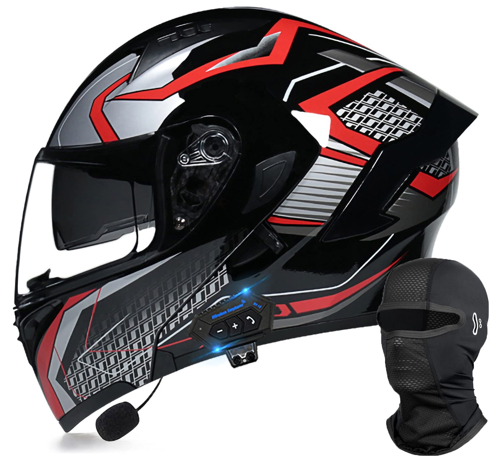 Casque de moto bluetooth intégré avec système mp3 f pour trajet scooter