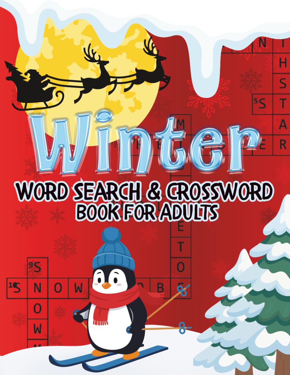 Winter Word Search & Crossword Book for Adults: Relaxing Puzzles for Brain Exercise and Stress Relief
