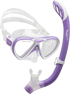 Cressi Pegaso & Iguana Mask & Snorkel Kits, Lilac/White