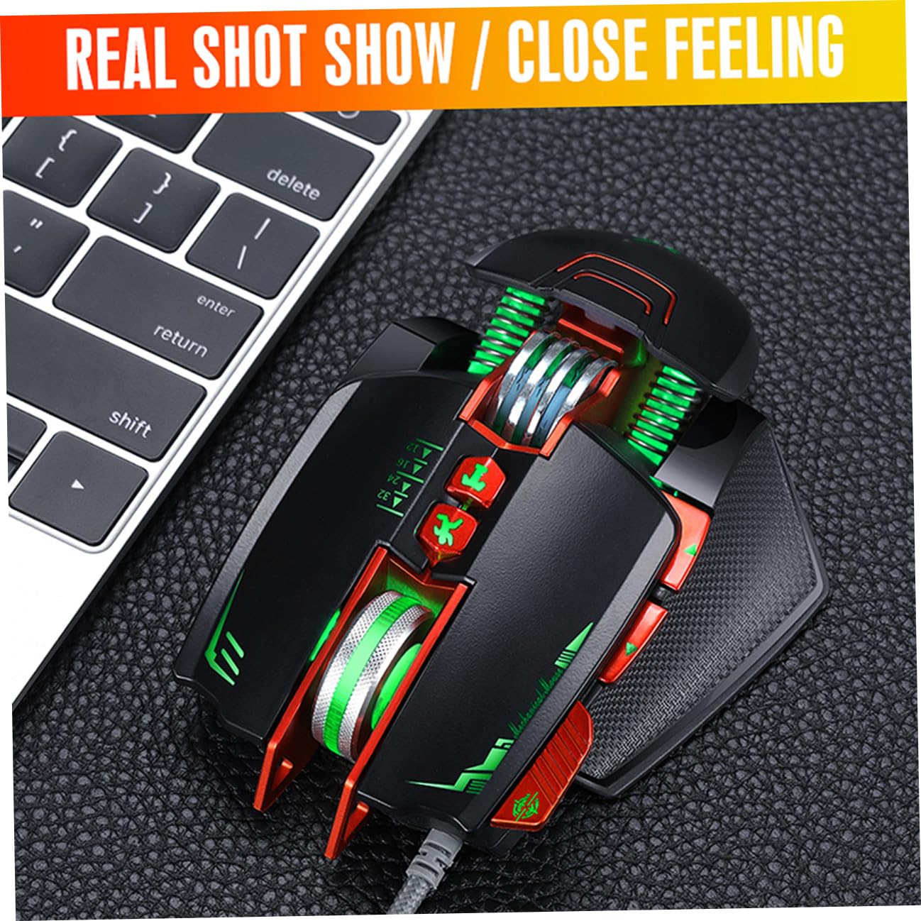 jojofuny 1pezzi Mouse Da Gioco Meccanico Usb Collegamento e Gioco Mouse Per Computer Luce Elegante Moda Ergonomico Per Casa e Ufficio Compatibile Notebook