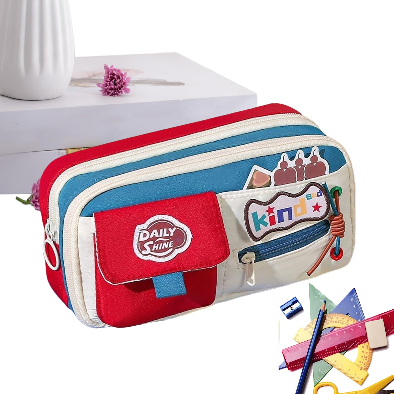 Astuccio Scatola Per Matite | Borsa Penne Stile Vintage con Cerniera Grande Capacità per Scuola Università Viaggio Trucco Porta Oggetti Per Cancelleria