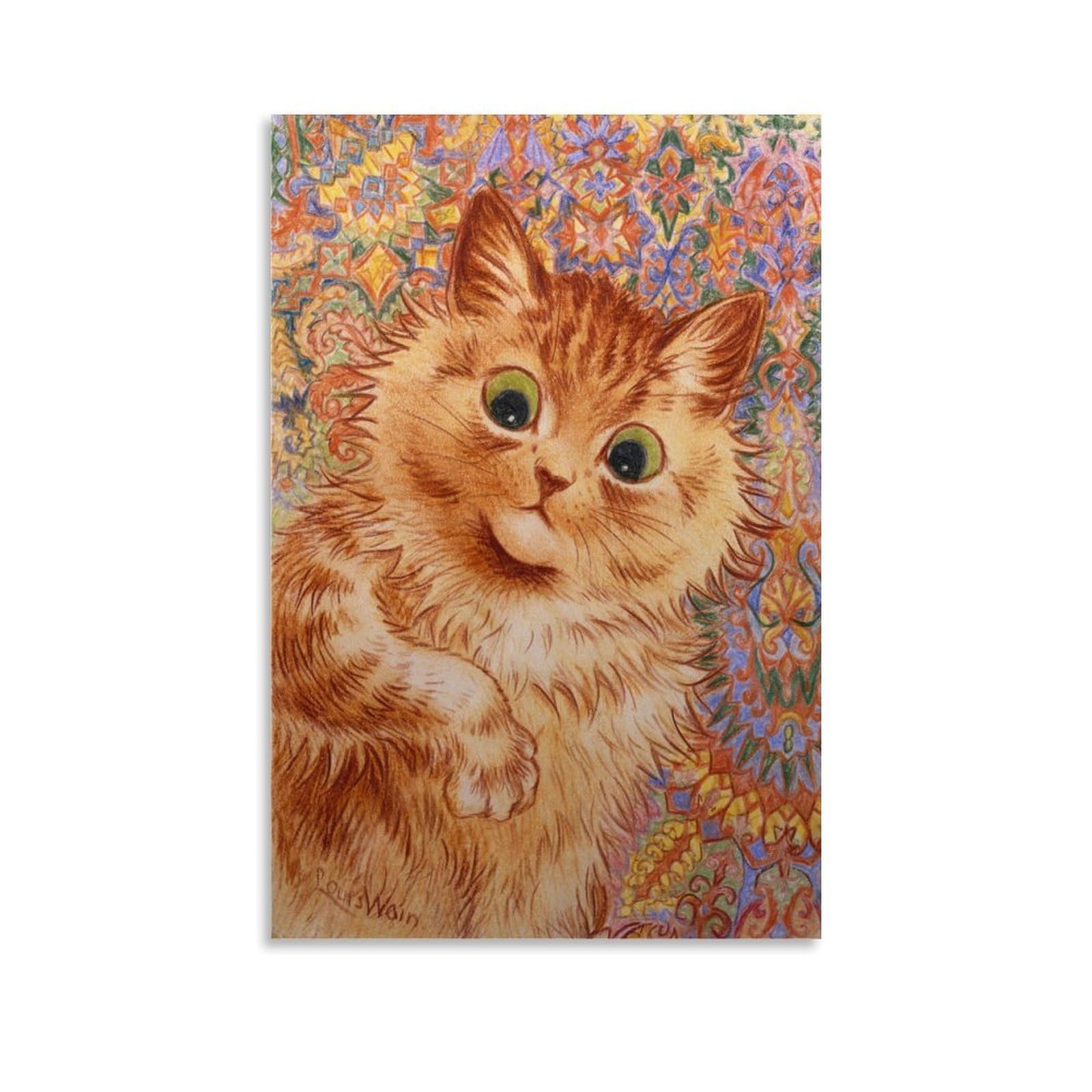 Ginger Cat By Louis Wain Painter Artwork Poster Print Photo Art Painting Canvas Home Decorative Bedroom Modern Decors Gifts 08x12inch(20x30cm)