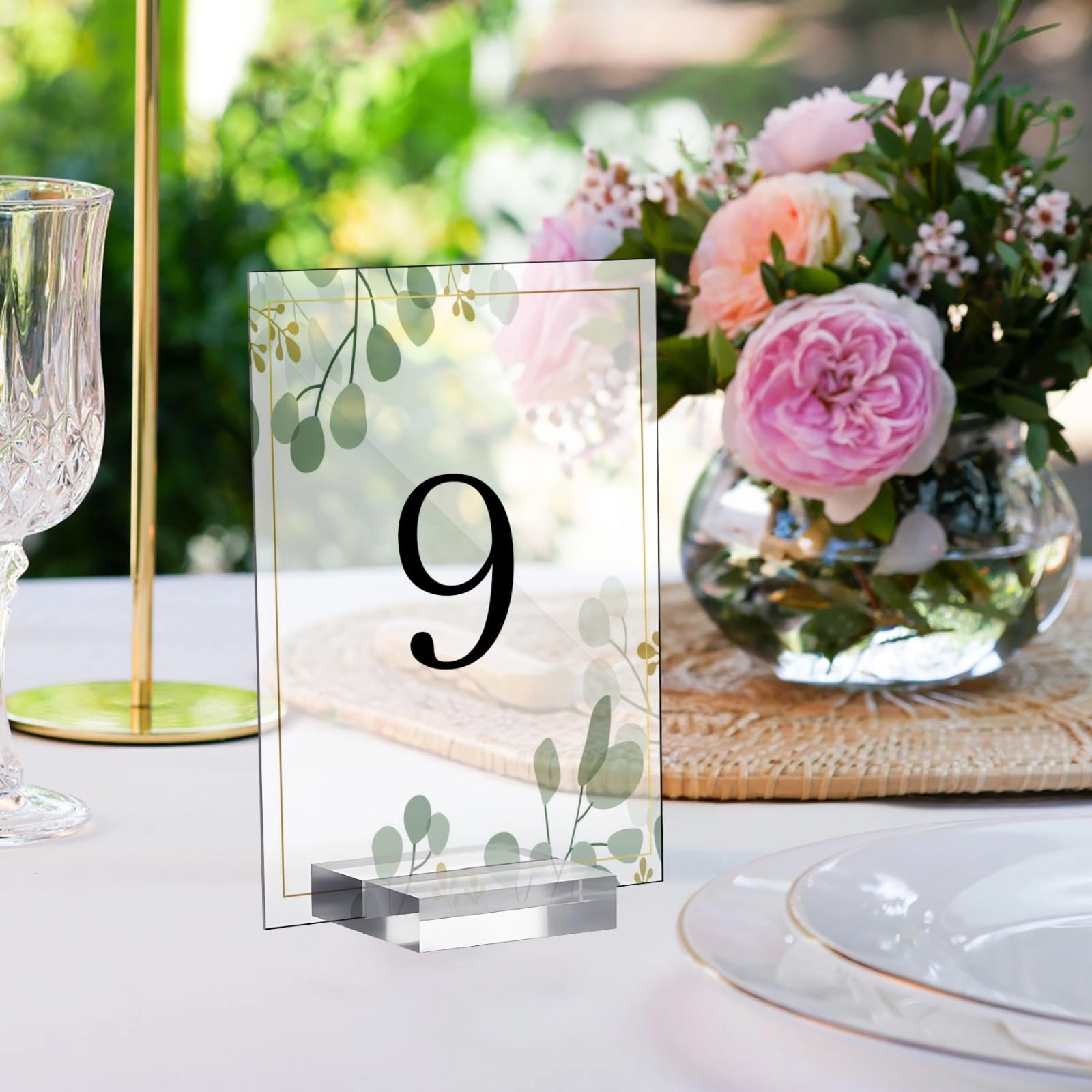 Set mit 12 Acryl-Tischnummernhaltern mit 12 transparenten Schildern, doppelseitiger Präsentationsständer für Hochzeiten, Restaurants, Veranstaltungen und Geschäfte