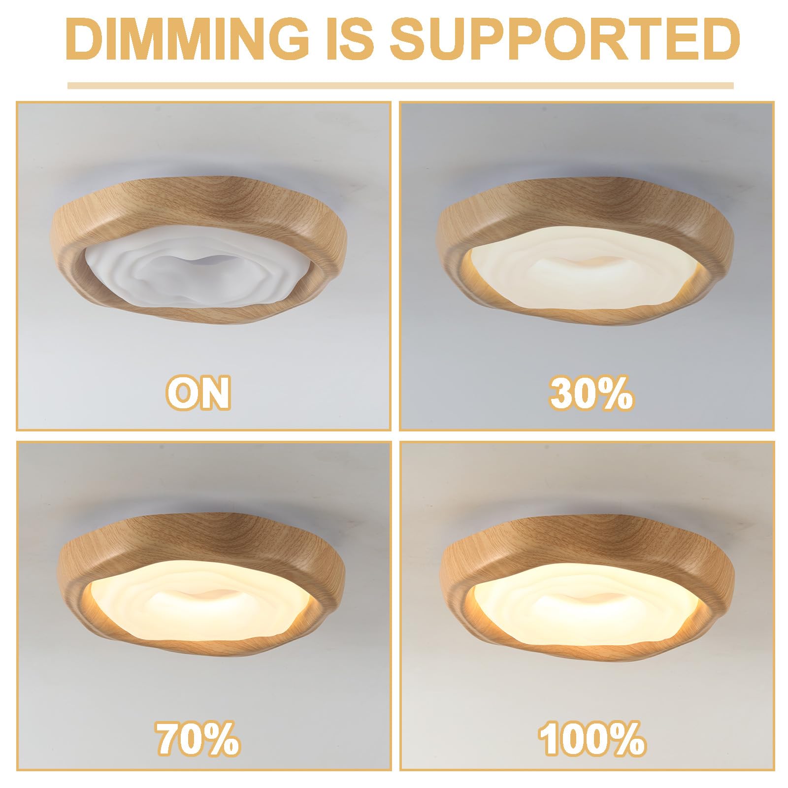 Moderne Led Deckenlampe Schlafzimmer,Natur Holzfarbe Runde Deckenlampe Warmes Licht,D42 Flach Deckenleuchte Wohnzimmer,Mehrschichtig Lampe Decke für Esszimmer,Küche,Lounge,Flur,Büro.