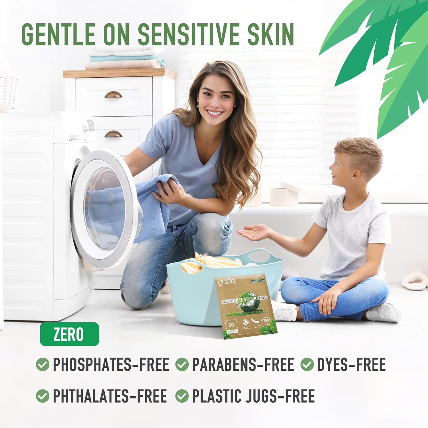 YUCO Laundry Detergent Sheets, 40 Loads, Rose Bush and Forest Scent, Eco-Friendly Liquidless Washer Sheets for Sink, Washing Machine, Home and Travel, Hypoallergenic, No Plastic Jug image 2
