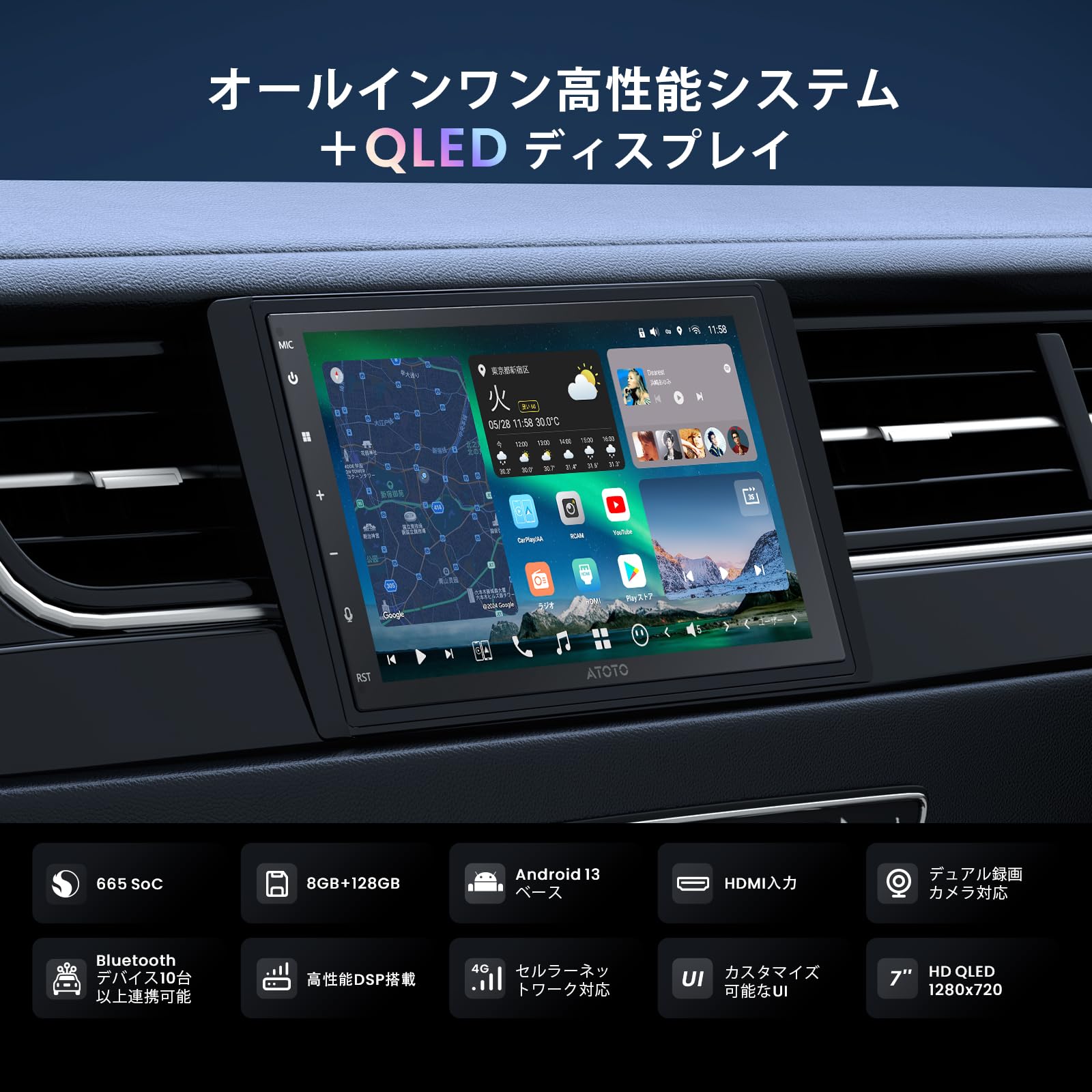509633 ATOTOZONE AI Androidカーナビ 7インチ ATOTOZONE ディスプレイオーディオ 7インチ Androidカーナビ 2DIN