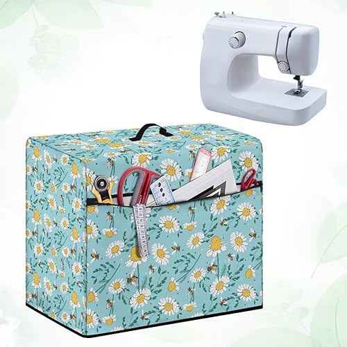 Miniatura 155 de Mumeson Cubierta antipolvo para máquina de coser de gatos negros con flores, para la mayoría de máquinas de coser estándar, plegable, duradera