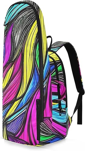 Miniatura 2 de Bolsas de raqueta de bádminton de tenis, transpirable, colorido, neón, irregular, textura abstracta, 3 raquetas, cubierta de raqueta de bádminton