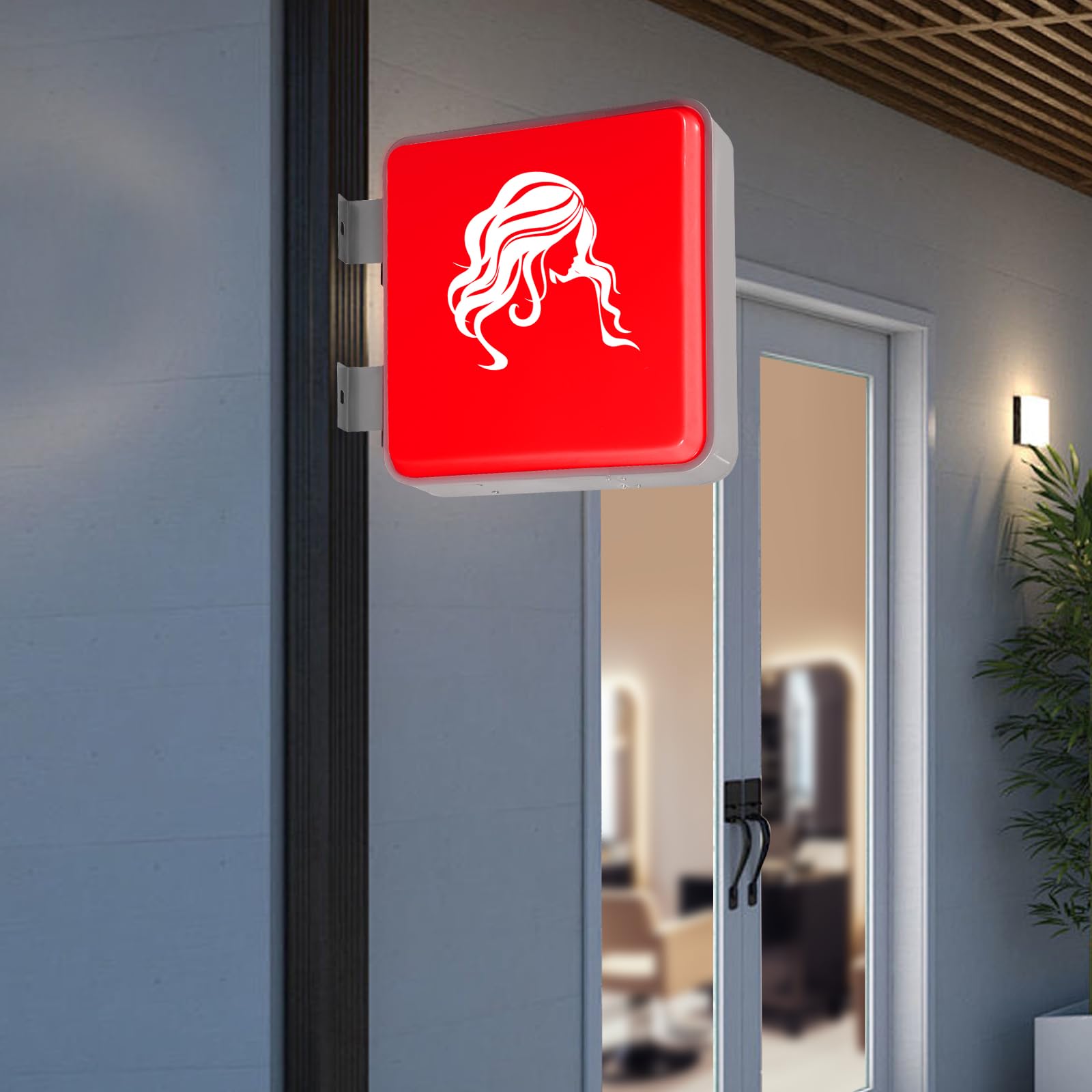 Light Box - Scatola luminosa a LED su entrambi i lati, 220 V, 10 W, 50 x 50 cm, impermeabile IP65, visibilità su entrambi i lati, supporto stabile, montaggio a parete, efficiente dal punto di vista