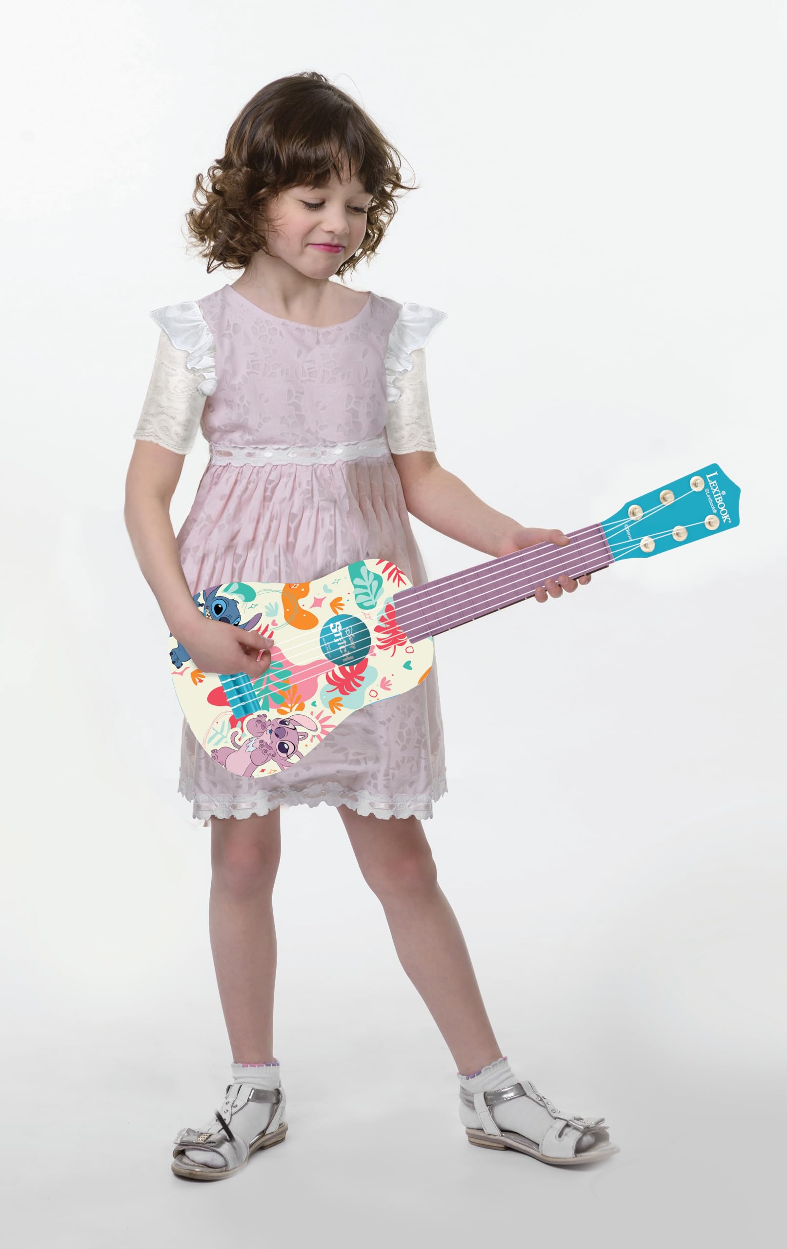 Lexibook, Disney Stitch, Moja Gitara dla Dzieci, 6 Nylonowych Strun, 53 cm, Dołączony Przewodnik, Niebieska, K200D