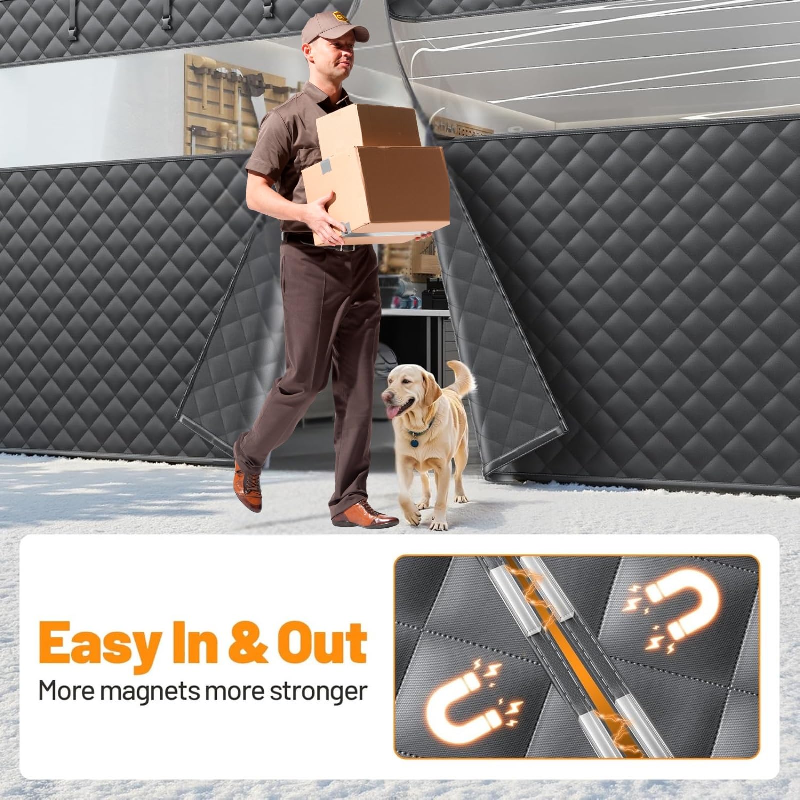 Kit de joint de porte magnétique – Boudin de porte thermique insonorisé et coupe-vent pour portes jusqu'à 220 cm x 360 cm, solution d'isolation écoénergétique