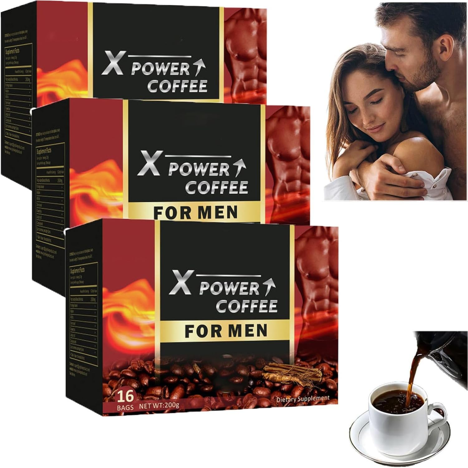 X Power Coffee for Men-Afircan Powder Coffee for Man,Energy-boosting coffee,The Secret To Strong Men (3 Box)