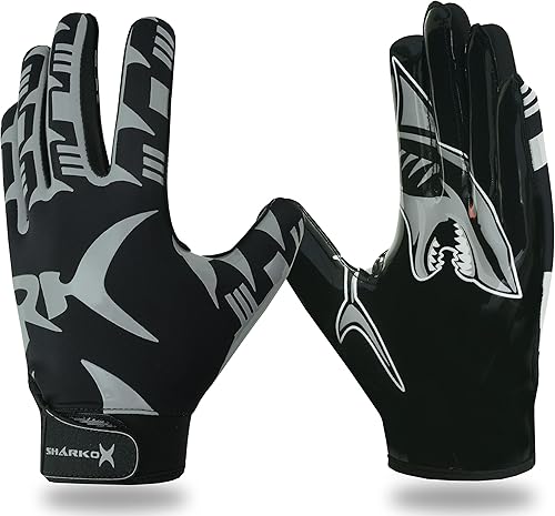 Miniatura 3 de Guantes de fútbol antideslizantes, guantes de receptor ancho con alto agarre, tamaños perfectos para adultos y jóvenes, guantes de fútbol para