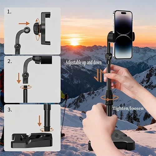 Miniatura 6 de Soporte de teléfono de altura ajustable, soporte de escritorio retráctil giratorio de 360 grados, stent ergonómico, soporte giratorio para teléfono