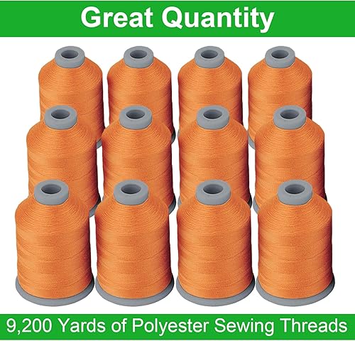 Miniatura 9 de Simthread Hilo de coser para todos los propósitos, 12 carretes 765Y (2,296.6 ft) de cada tamaño 40D2 hilo de poliéster para costura, acolchado y