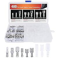 Vista 1 de Nilight 480 Uds aislados macho hembra terminales de espada surtido de empalme rápido estañado barril abierto conectores de alambre de cobre