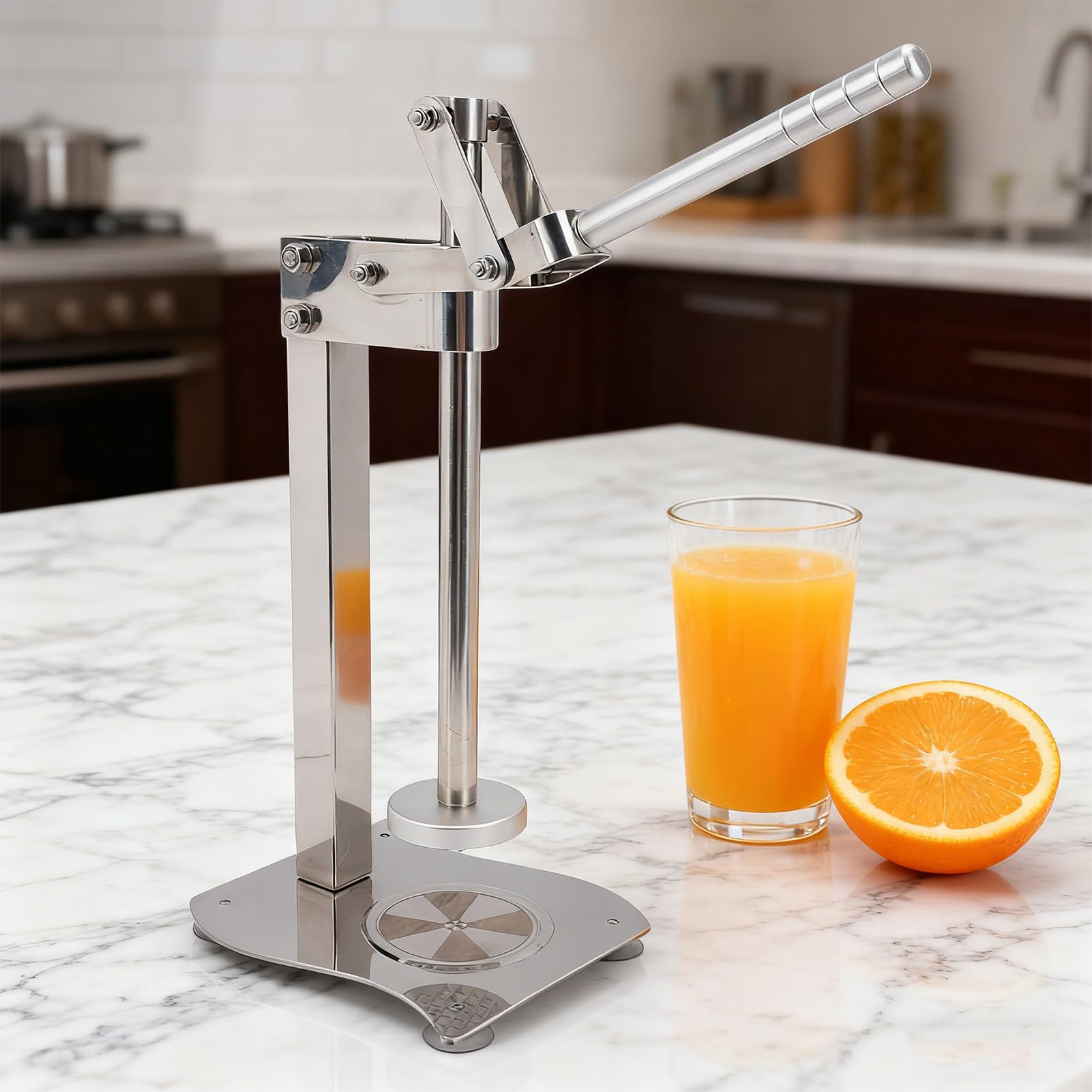 Exprimidor Manual de Acero Inoxidable 304, Extractor de Cítricos, Prensador de Limón con Mango Antideslizante para Cocina