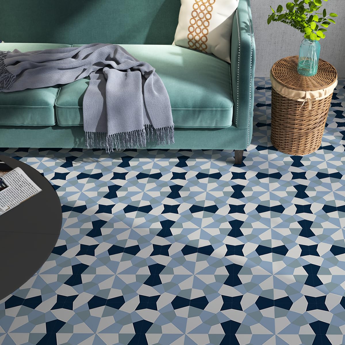 Pavimenti in PVC Autoadesivi, 9 Adesivi Autoadesivi Impermeabili For Pavimenti, Decorazioni La Casa, Motivi Stampati A Inchiostro, Piastrelle Antiscivolo Linoleum Pavimento Rotolo(ZxDB-4T36P20-170-ZZ)