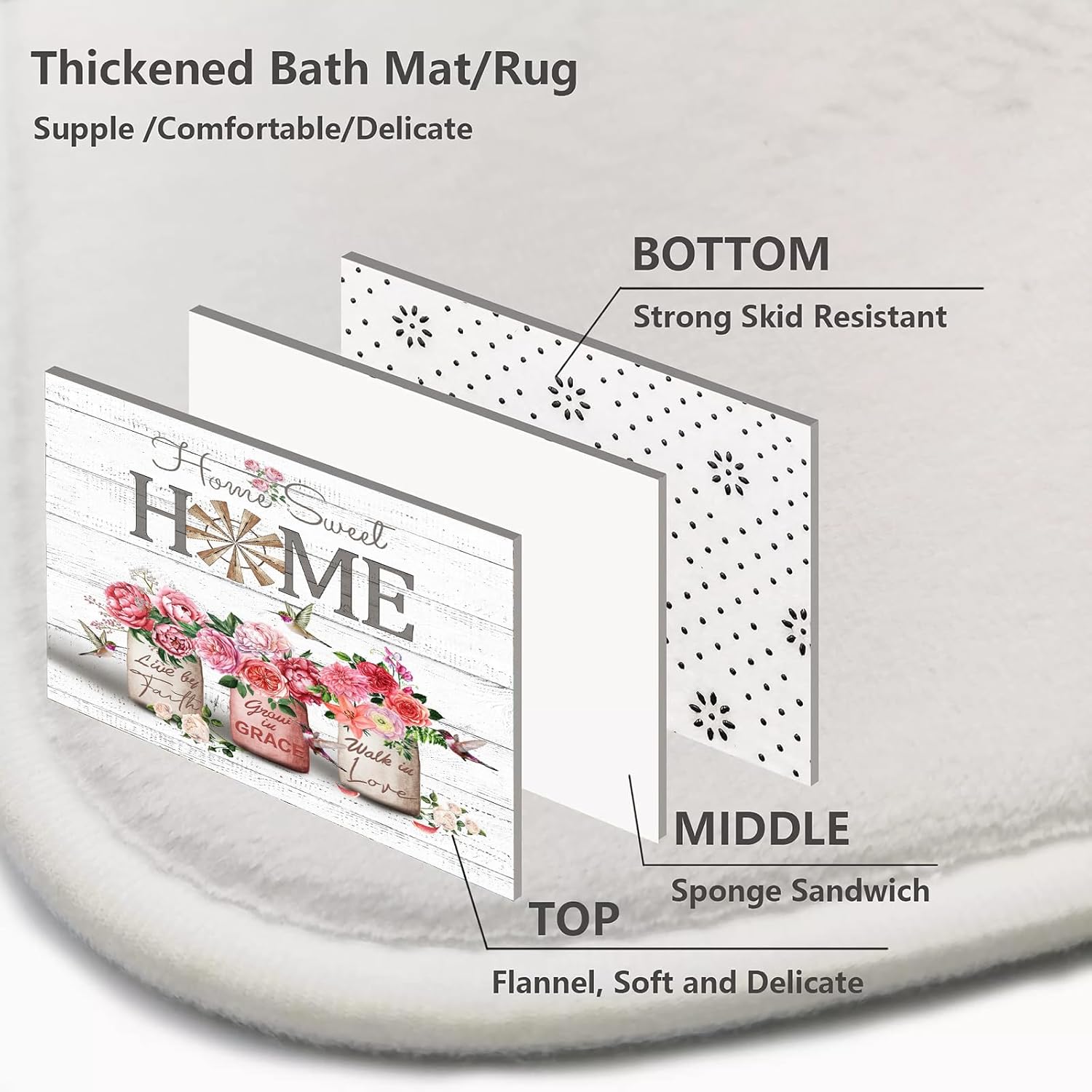 ALEXEX 4 PCS Red Rose Peony Shower Curtain Sets,Home Sweet Bathroom Set with Shower Curtain and Rugs and Accessories,Farmhouse Country Shower Curtain Bathroom Decor with 12 Hooks,72 X 72 Inches