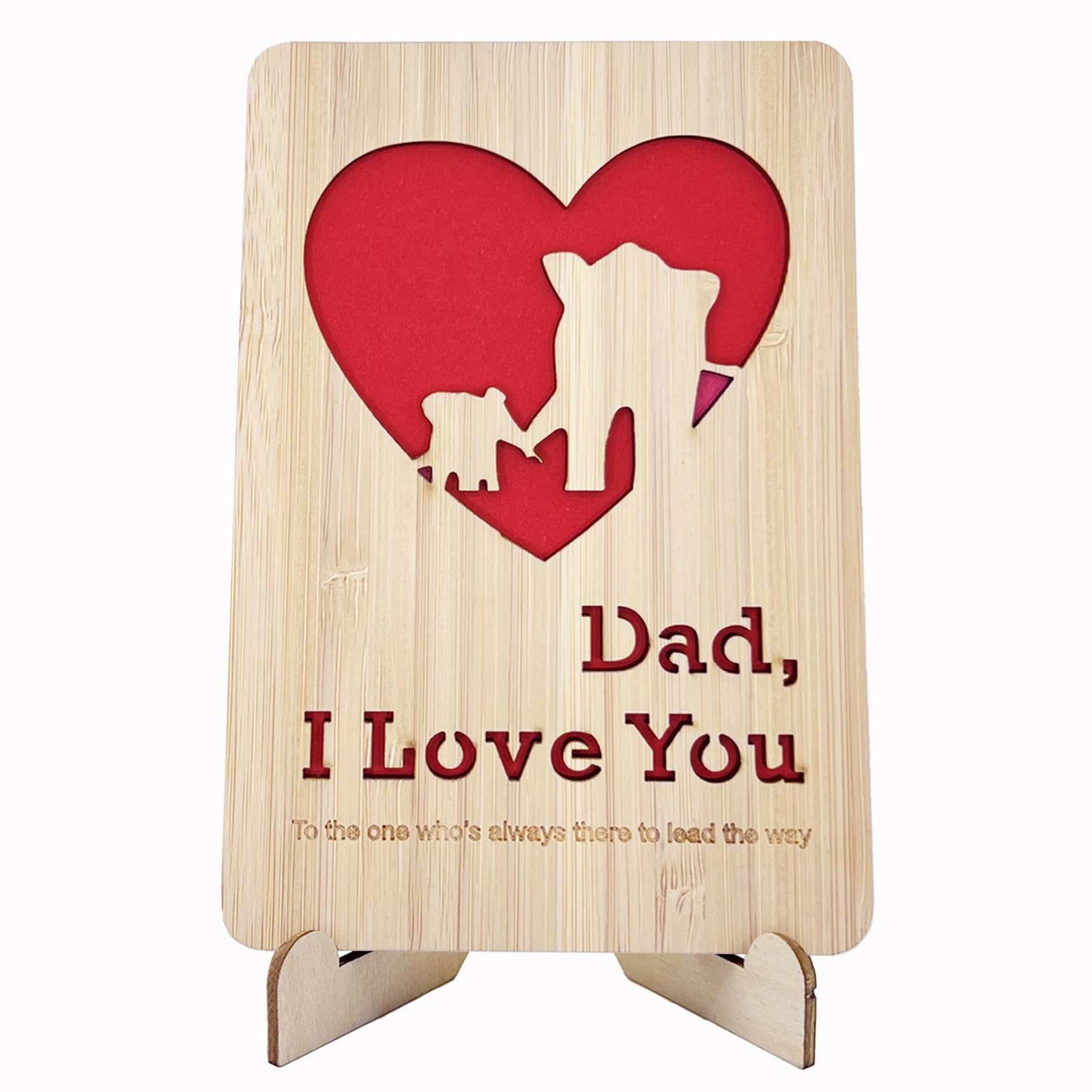 Della Stella Happy Fathers Day Cards,Handmade Wooden Greeting Cards with Display Stand,Wooden Thankyou Card,Father's day Card for Dad