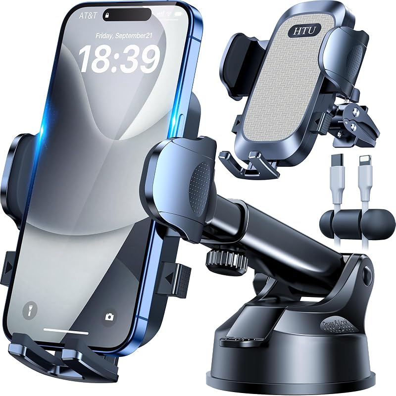 Soporte para teléfono para automóvil 【2026 actualizado 100+LBS Succión y certificado de seguridad】 Soporte para teléfono celular para automóvil para camión Soporte para teléfono resistente para tablero / parabrisas / ventilación para iPhone 17 16 Pro Max, gris