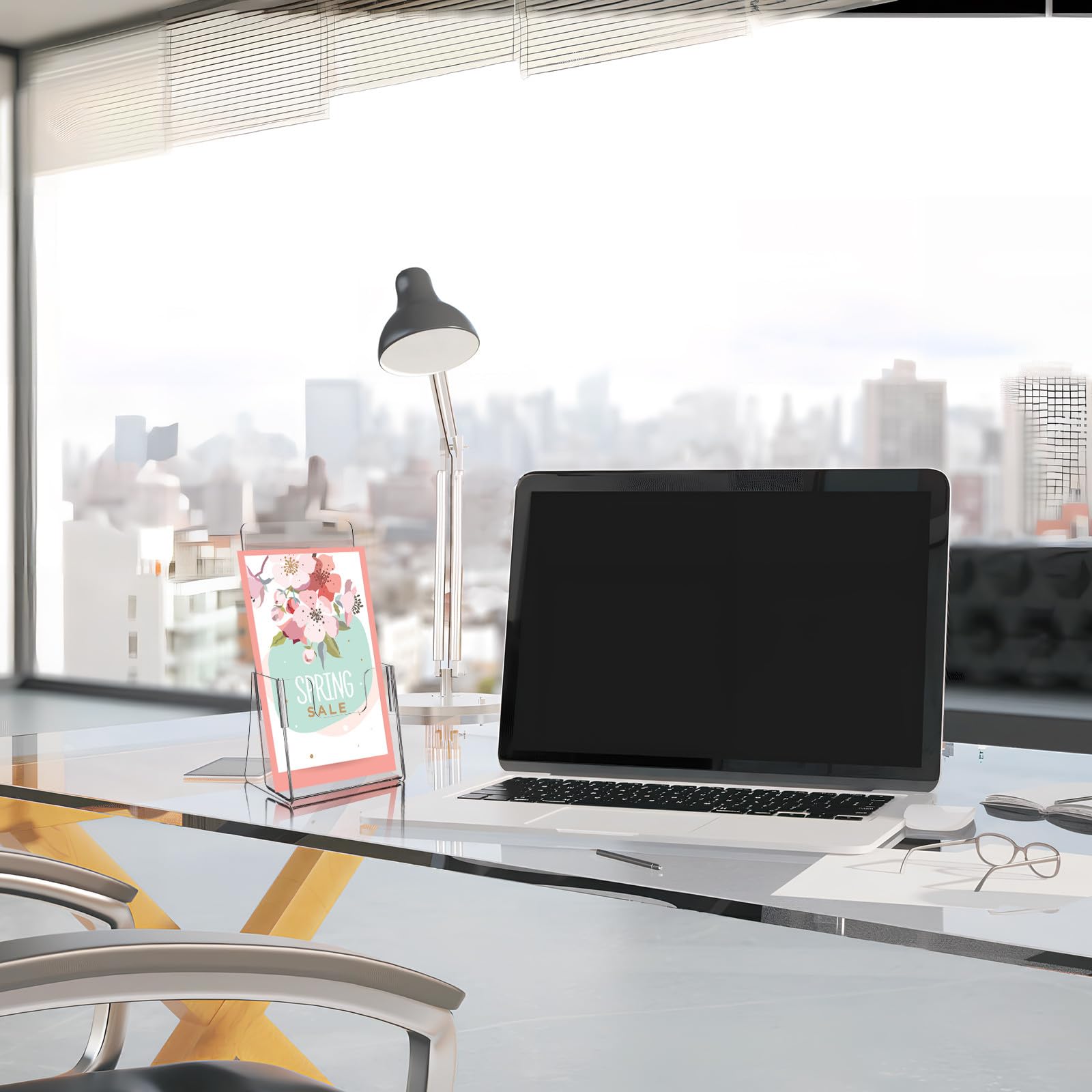 Veemoon Support en Acrylique Lot de 2 Porte-Brochures 20,8X11,1X8,2 CM Organiseur de Table pour Brochures et Magazines Adapté aux Espaces Professionnels