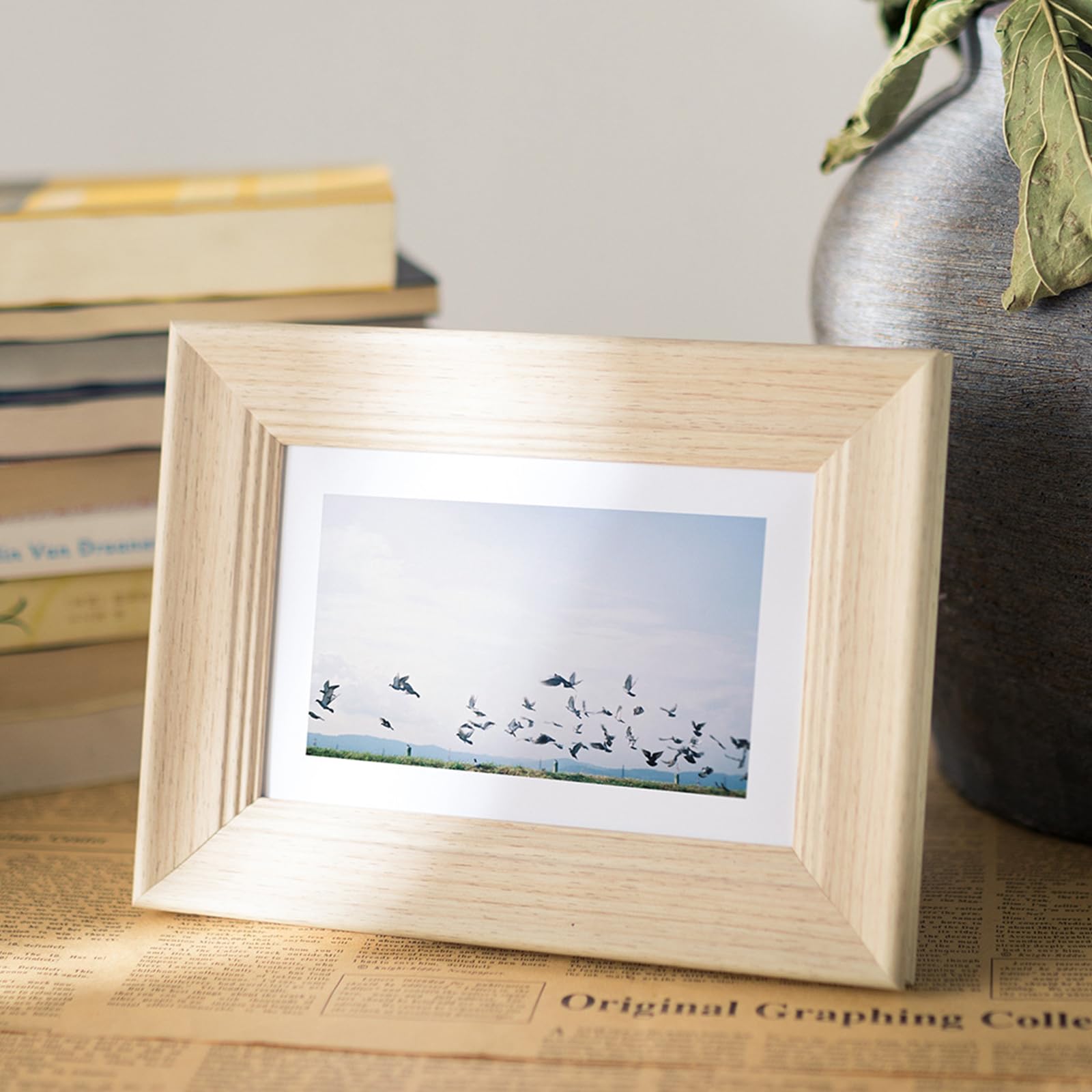 marysgift Photo Frames Christening Newborn Gift Rustic Frame Display for Tabletop (Beige A, (4 * 6") 10.3 * 15.3cm)