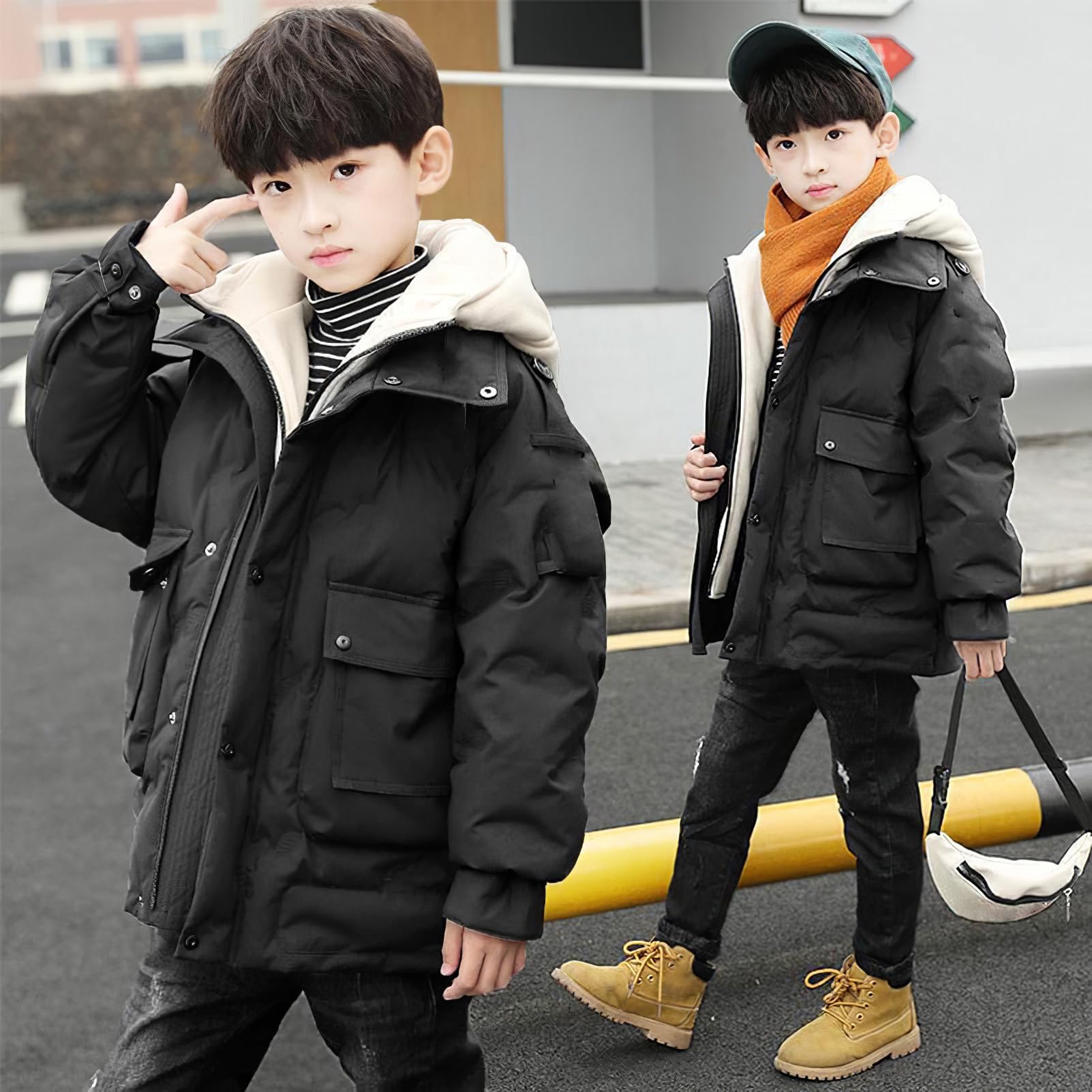 amropi Chaqueta Invierno para Niño Abrigo con Capucha Parka Cortavientos Cálido Jacket para 3-12 años
