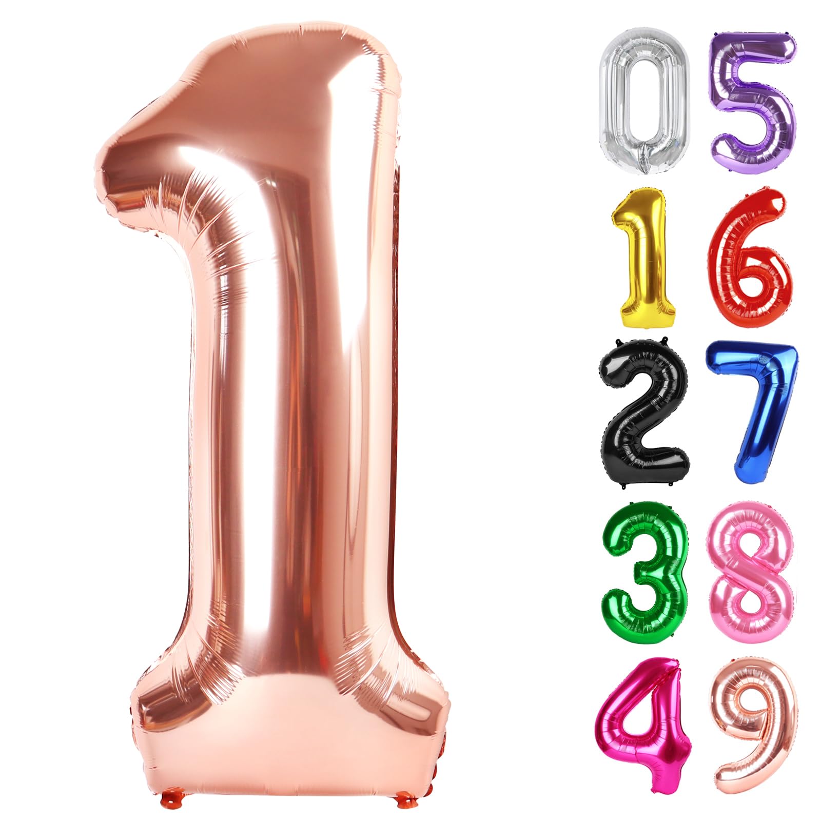 Rose Gold Number 1 Balloon 40 Inch, 1st Birthday Decorations Men Women