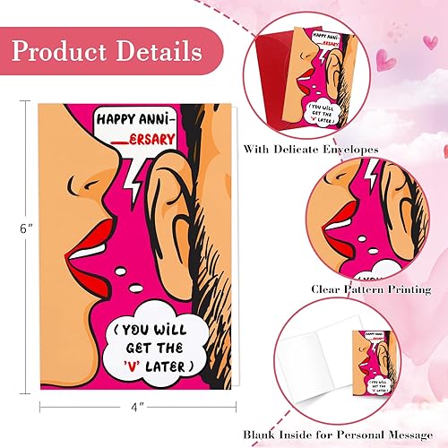 Miniatura 7 de PETCEE Divertida tarjeta de aniversario para marido, novio, tarjetas de aniversario de 4 x 6 pulgadas para hombres, él, prometido, tarjeta de