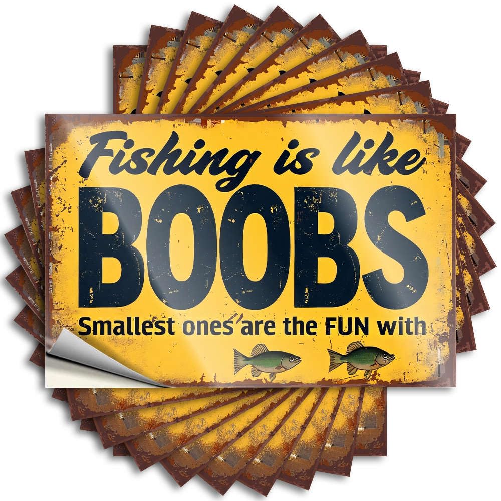 Fzfn Colour Indoor Fall Decor Wall Decals | Fishing Is Like Boobs. Smallest Ones Are Fun With. Winter For Diatomaceous Decor(12X18cm)