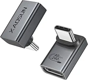 XAOSUN 90 Degree USB C Adapter - Right Angle, 240W, 40Gbps, USB Type C Thunderbolt 4 Connector for MacBook, Phone, Rog Ally, Steam Deck, Switch, Tablet and More